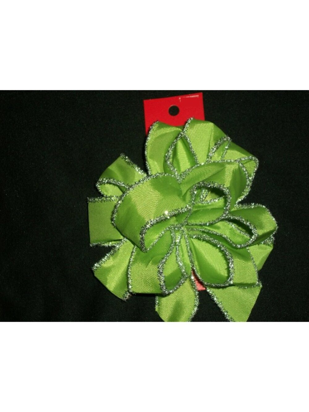 Green Ribbon Bow Glittery Silver Trim Festive Decoration Gifts Parties Crafts